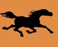 Horse on orange background, isolated image drawing, Royalty Free Stock Photo